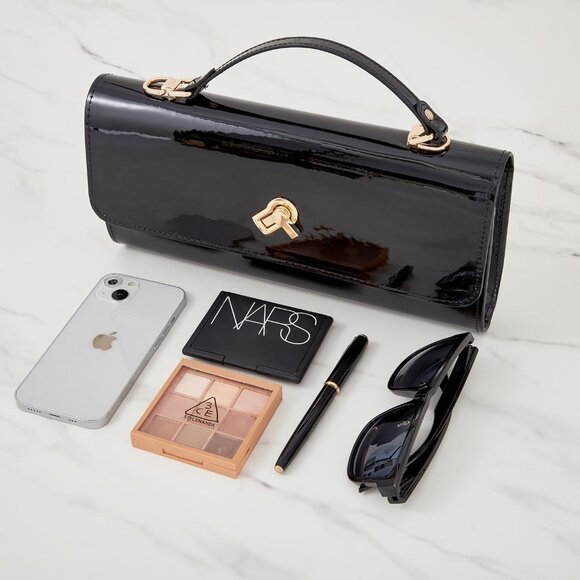 Women's Green Metallic Pu Leather Evening Square Box Crossbody Shoulder Handbag - Picture 5 of 8